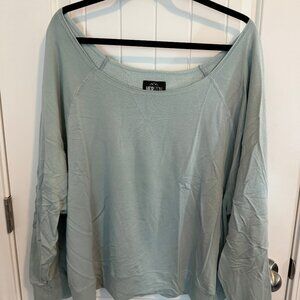 Herizon Seafoam green off-the-shoulder sweatshirt